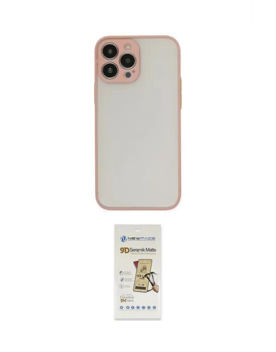 ieg™ iPhone 14 Pro Max Kılıf Ahenk Çizgi Serisi - Siyah Mat Seramik Nano Ekran Koruyucu