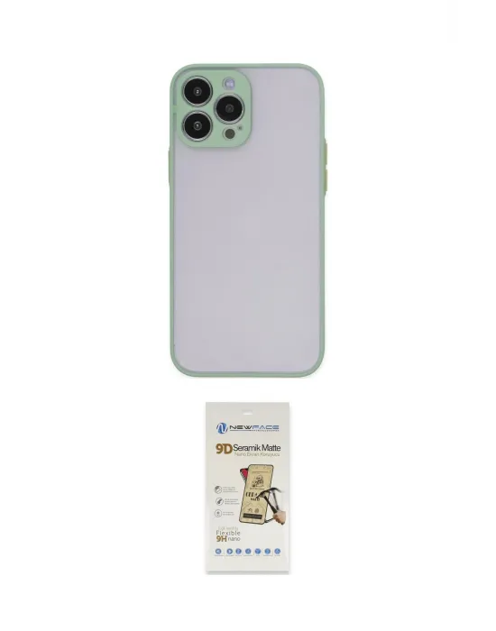 ieg™ iPhone 14 Pro Max Kılıf Ahenk Çizgi Serisi - Siyah Mat Seramik Nano Ekran Koruyucu