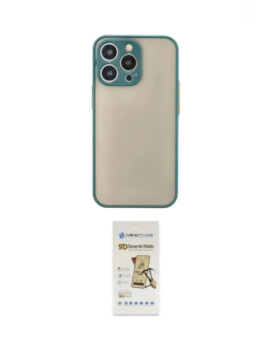 ieg™ iPhone 14 Pro Max Kılıf Ahenk Çizgi Serisi - Siyah Mat Seramik Nano Ekran Koruyucu