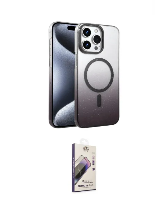 ieg™ iPhone 14 Pro Max Kılıf Ahenk Doku Özel Seri - Siyah Bilvis 3D Mat Cam Ekran Koruyucu