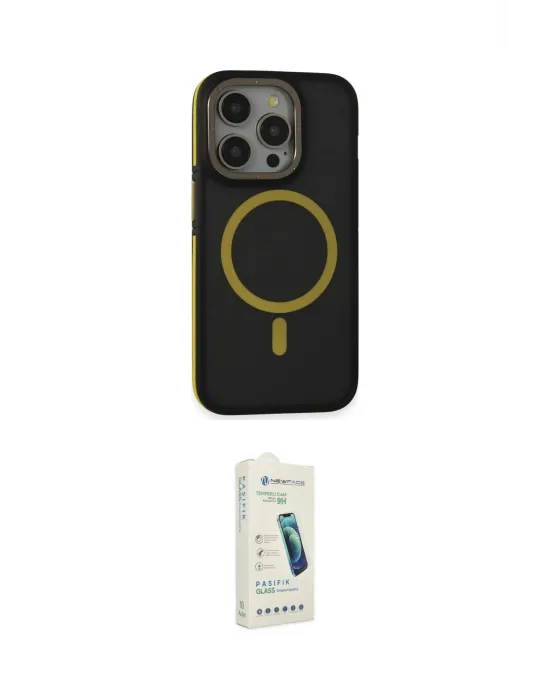 ieg™ iPhone 14 Pro Max Kılıf Ahenk Form Serisi - Şeffaf Pasifik Cam Ekran Koruyucu