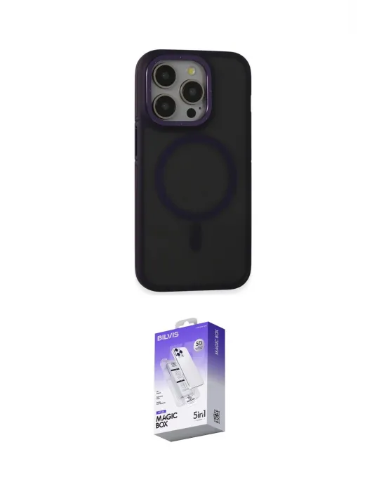 ieg™ iPhone 14 Pro Max Kılıf Ahenk Form Serisi - Siyah Bilvis 5in1 3D Magic Cam Ekran Koruyucu