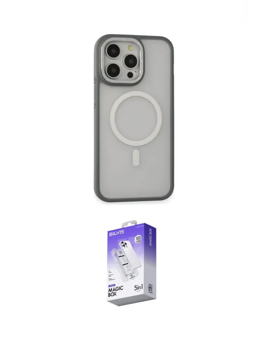 ieg™ iPhone 14 Pro Max Kılıf Ahenk Form Serisi - Siyah Bilvis 5in1 3D Magic Cam Ekran Koruyucu