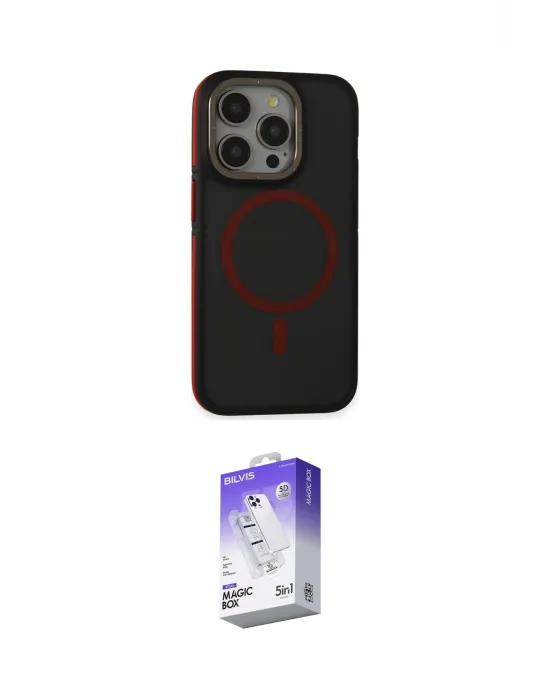 ieg™ iPhone 14 Pro Max Kılıf Ahenk Form Serisi - Siyah Bilvis 5in1 3D Magic Cam Ekran Koruyucu