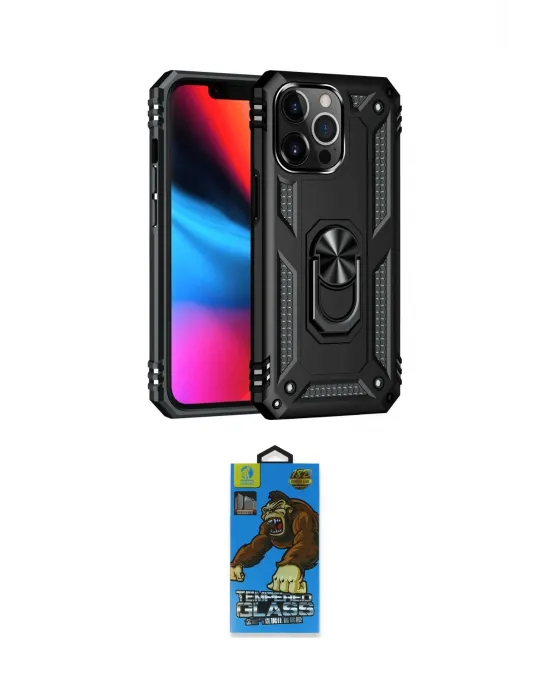 ieg™ iPhone 14 Pro Max Kılıf Ahenk Klasik Koleksiyonu - Siyah 18D Cam Ekran Koruyucu