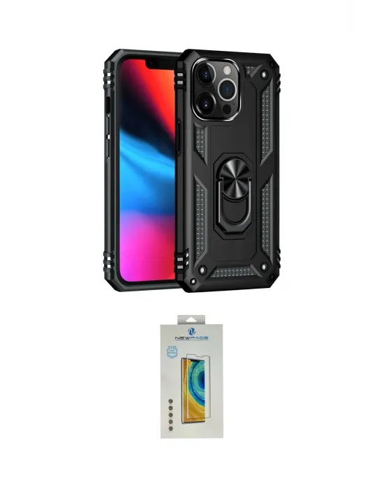 ieg™ iPhone 14 Pro Max Kılıf Ahenk Klasik Koleksiyonu - Siyah Polymer Nano Ekran Koruyucu