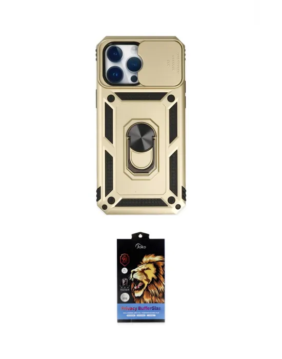 ieg™ iPhone 14 Pro Max Kılıf Ahenk Klasik - Siyah Buffer Hayalet Cam Ekran Koruyucu