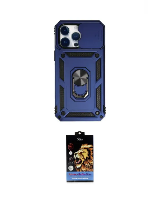 ieg™ iPhone 14 Pro Max Kılıf Ahenk Klasik - Siyah Buffer Hayalet Cam Ekran Koruyucu