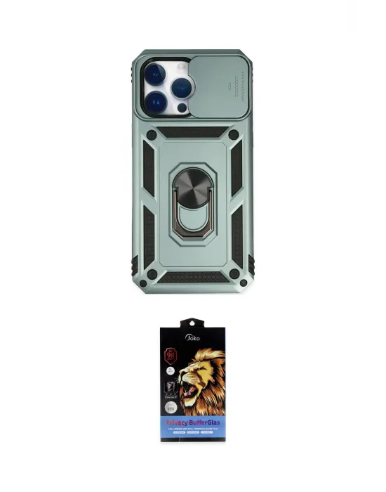 ieg™ iPhone 14 Pro Max Kılıf Ahenk Klasik - Siyah Buffer Hayalet Cam Ekran Koruyucu