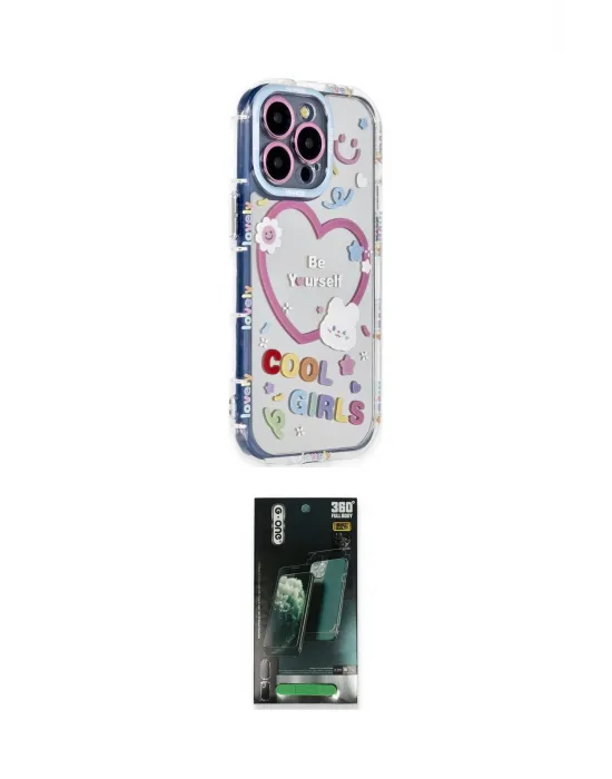 ieg™ iPhone 14 Pro Max Kılıf Ahenk Modern Serisi - Şeffaf 360 Full Body Arka Koruyucu