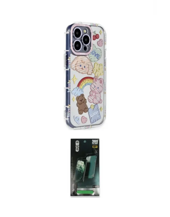 ieg™ iPhone 14 Pro Max Kılıf Ahenk Modern Serisi - Şeffaf 360 Full Body Arka Koruyucu