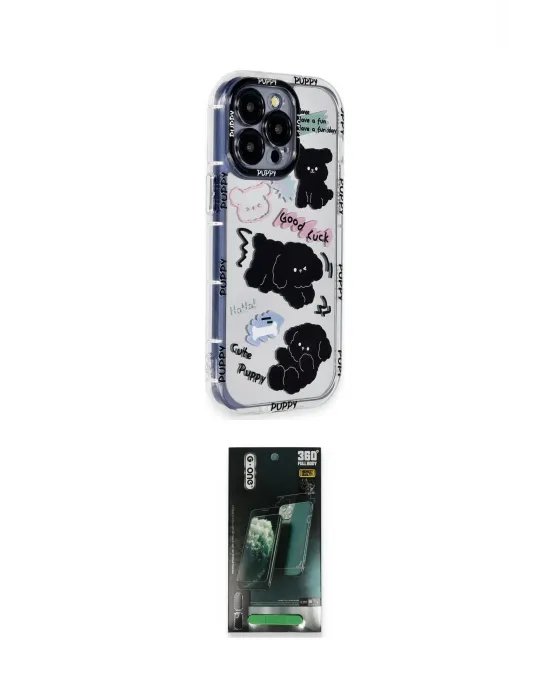 ieg™ iPhone 14 Pro Max Kılıf Ahenk Modern Serisi - Şeffaf 360 Full Body Arka Koruyucu