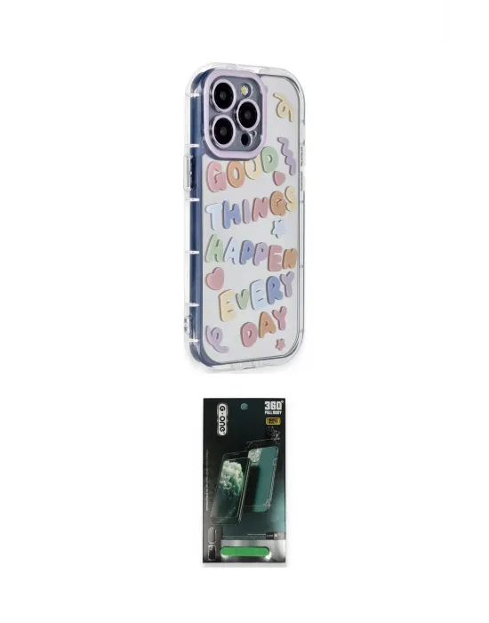 ieg™ iPhone 14 Pro Max Kılıf Ahenk Modern Serisi - Şeffaf 360 Full Body Arka Koruyucu