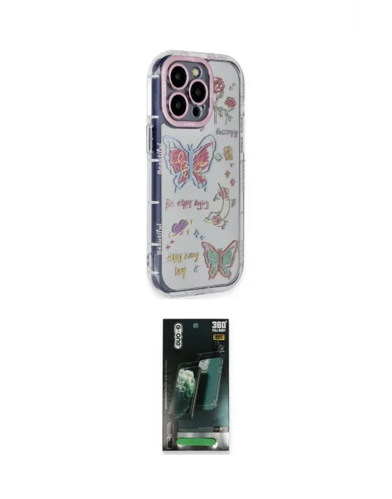 ieg™ iPhone 14 Pro Max Kılıf Ahenk Modern Serisi - Şeffaf 360 Full Body Arka Koruyucu