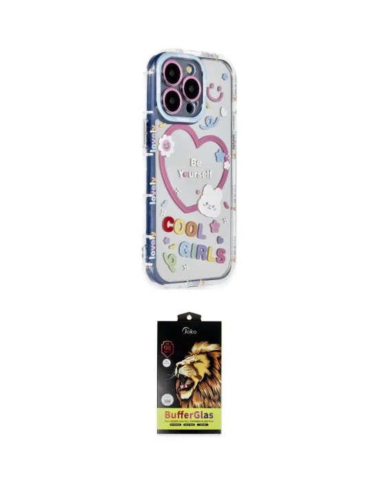 ieg™ iPhone 14 Pro Max Kılıf Ahenk Modern Serisi - Siyah Buffer Cam Ekran Koruyucu