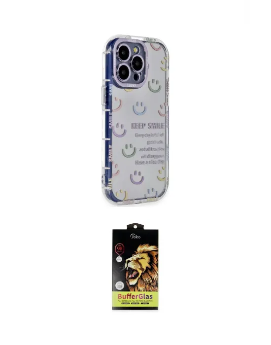 ieg™ iPhone 14 Pro Max Kılıf Ahenk Modern Serisi - Siyah Buffer Cam Ekran Koruyucu