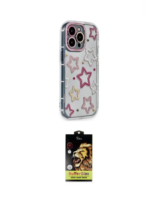 ieg™ iPhone 14 Pro Max Kılıf Ahenk Modern Serisi - Siyah Buffer Cam Ekran Koruyucu