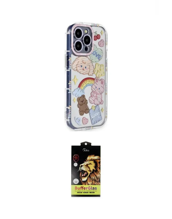 ieg™ iPhone 14 Pro Max Kılıf Ahenk Modern Serisi - Siyah Buffer Cam Ekran Koruyucu