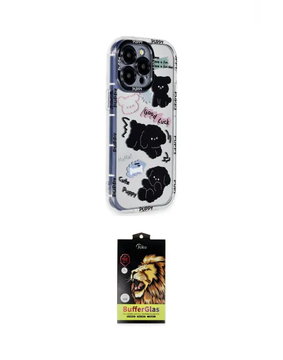 ieg™ iPhone 14 Pro Max Kılıf Ahenk Modern Serisi - Siyah Buffer Cam Ekran Koruyucu