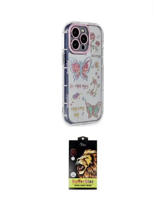 ieg™ iPhone 14 Pro Max Kılıf Ahenk Modern Serisi - Siyah Buffer Cam Ekran Koruyucu
