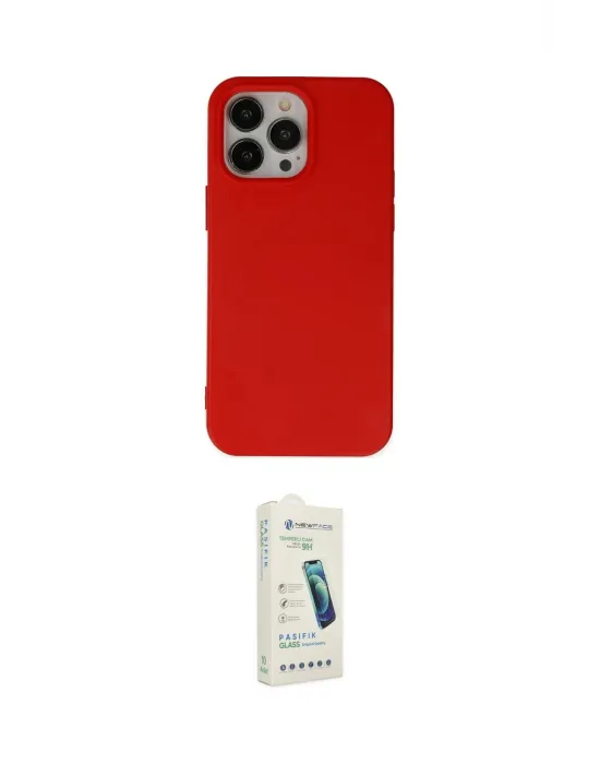 ieg™ iPhone 14 Pro Max Kılıf Ahenk Serisi - Şeffaf Pasifik Cam Ekran Koruyucu