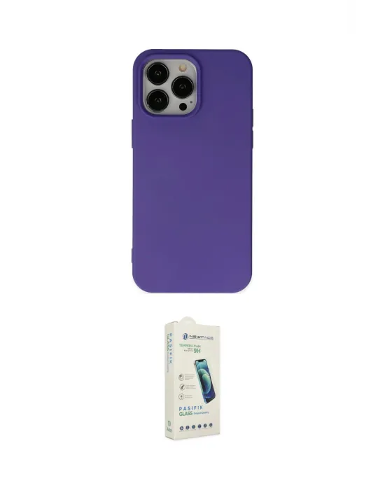 ieg™ iPhone 14 Pro Max Kılıf Ahenk Serisi - Şeffaf Pasifik Cam Ekran Koruyucu