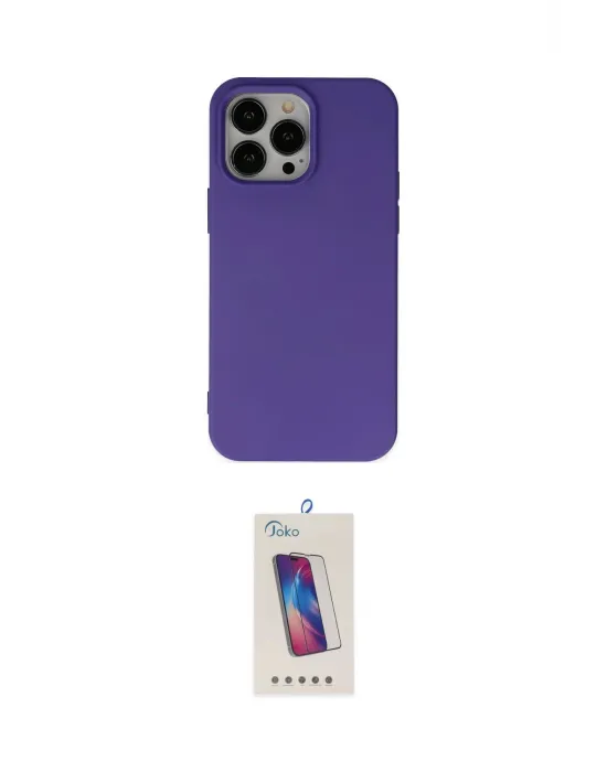 ieg™ iPhone 14 Pro Max Kılıf Ahenk Serisi - Siyah Joko 5D Cam