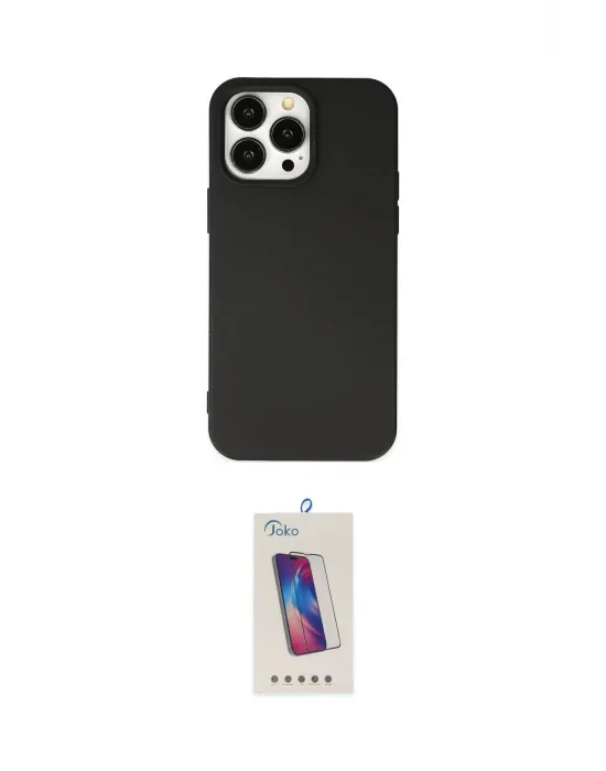 ieg™ iPhone 14 Pro Max Kılıf Ahenk Serisi - Siyah Joko 5D Cam