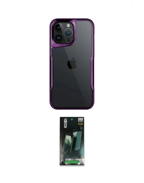 ieg™ iPhone 14 Pro Max Kılıf Akış Çizgi Koleksiyonu - Şeffaf 360 Full Body Arka Koruyucu