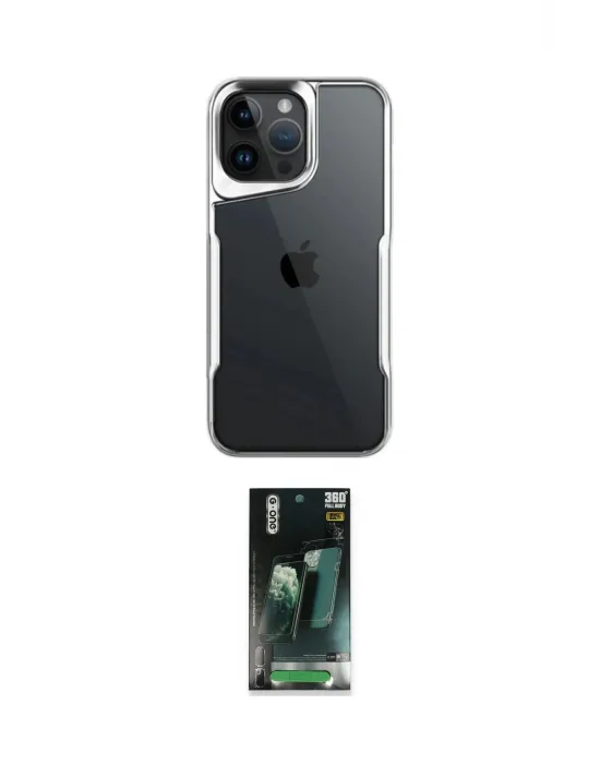 ieg™ iPhone 14 Pro Max Kılıf Akış Çizgi Koleksiyonu - Şeffaf 360 Full Body Arka Koruyucu