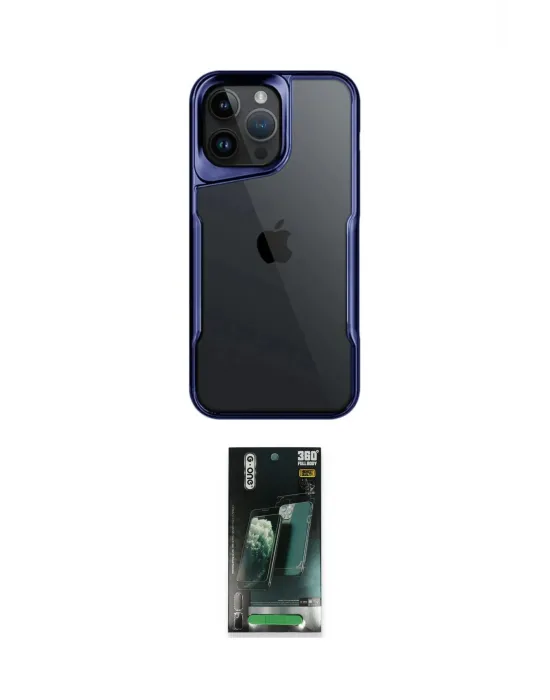 ieg™ iPhone 14 Pro Max Kılıf Akış Çizgi Koleksiyonu - Şeffaf 360 Full Body Arka Koruyucu