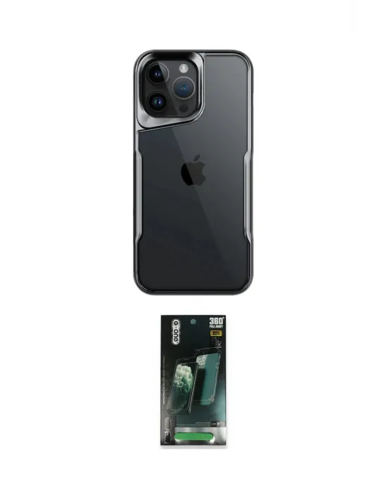 ieg™ iPhone 14 Pro Max Kılıf Akış Çizgi Koleksiyonu - Şeffaf 360 Full Body Arka Koruyucu