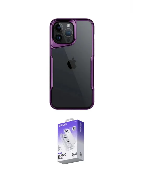 ieg™ iPhone 14 Pro Max Kılıf Akış Çizgi Koleksiyonu - Siyah Bilvis 5in1 3D Magic Cam Ekran Koruyucu