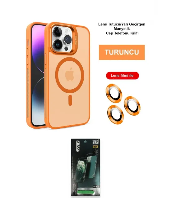 ieg™ iPhone 14 Pro Max Kılıf Akış Form - Şeffaf 360 Full Body Arka Koruyucu