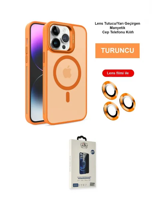 ieg™ iPhone 14 Pro Max Kılıf Akış Form - Siyah Bilvis Hayalet Cam Ekran Koruyucu