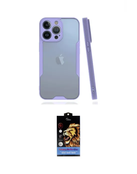 ieg™ iPhone 14 Pro Max Kılıf Atlas Asil Serisi - Siyah Buffer Hayalet Cam Ekran Koruyucu