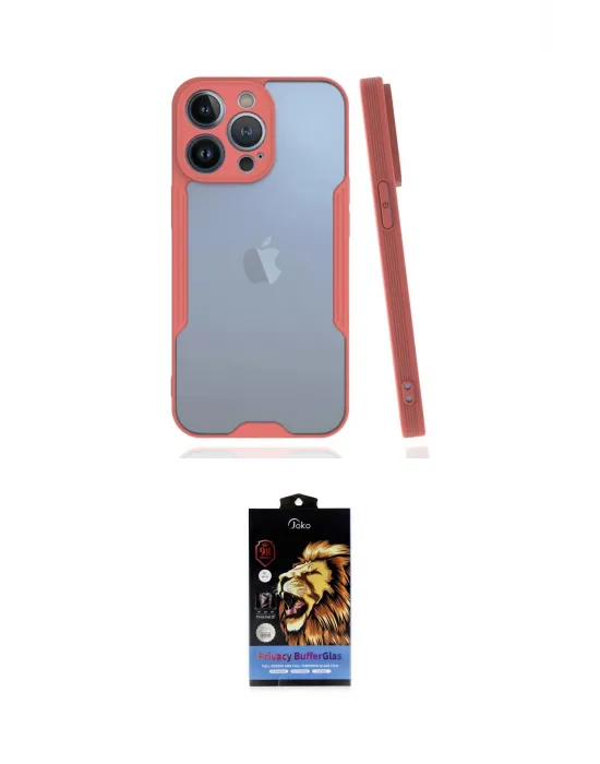 ieg™ iPhone 14 Pro Max Kılıf Atlas Asil Serisi - Siyah Buffer Hayalet Cam Ekran Koruyucu