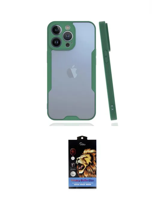 ieg™ iPhone 14 Pro Max Kılıf Atlas Asil Serisi - Siyah Buffer Hayalet Cam Ekran Koruyucu