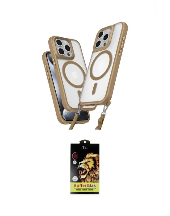 ieg™ iPhone 14 Pro Max Kılıf Atlas Doku Koleksiyonu - Siyah Buffer Cam Ekran Koruyucu