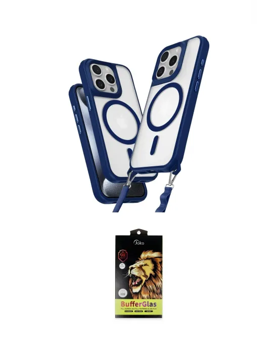 ieg™ iPhone 14 Pro Max Kılıf Atlas Doku Koleksiyonu - Siyah Buffer Cam Ekran Koruyucu