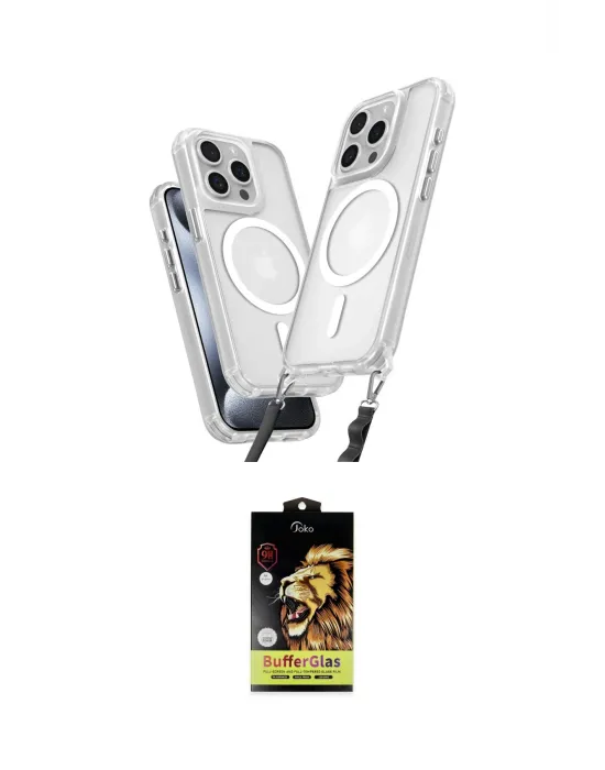 ieg™ iPhone 14 Pro Max Kılıf Atlas Doku Koleksiyonu - Siyah Buffer Cam Ekran Koruyucu
