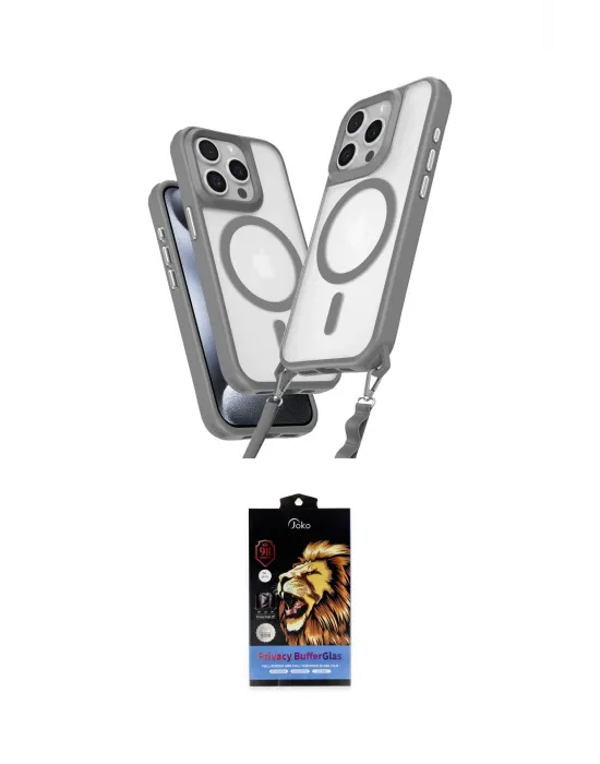 ieg™ iPhone 14 Pro Max Kılıf Atlas Doku Koleksiyonu - Siyah Buffer Hayalet Cam Ekran Koruyucu