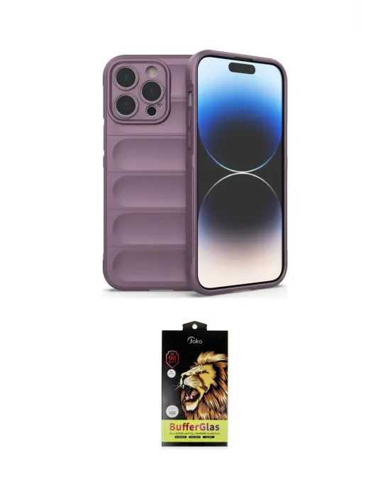 ieg™ iPhone 14 Pro Max Kılıf Atlas Koleksiyonu - Siyah Buffer Cam Ekran Koruyucu