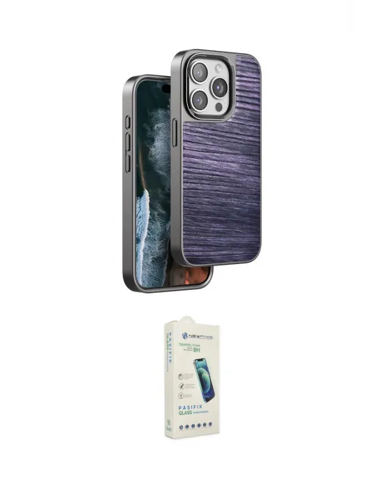 ieg™ iPhone 14 Pro Max Kılıf Atlas Minimal Özel Seri - Şeffaf Pasifik Cam Ekran Koruyucu
