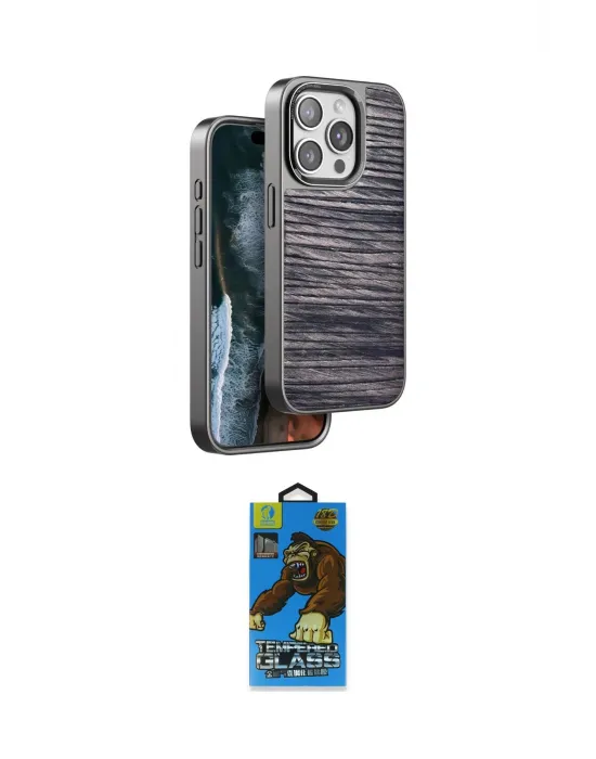 ieg™ iPhone 14 Pro Max Kılıf Atlas Minimal Özel Seri - Siyah 18D Cam Ekran Koruyucu