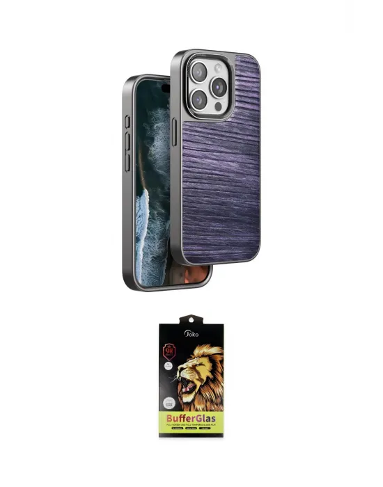 ieg™ iPhone 14 Pro Max Kılıf Atlas Minimal Özel Seri - Siyah Buffer Cam Ekran Koruyucu