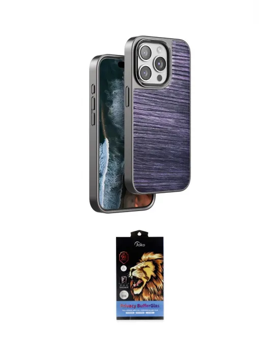ieg™ iPhone 14 Pro Max Kılıf Atlas Minimal Özel Seri - Siyah Buffer Hayalet Cam Ekran Koruyucu