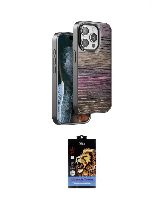 ieg™ iPhone 14 Pro Max Kılıf Atlas Minimal Özel Seri - Siyah Buffer Hayalet Cam Ekran Koruyucu