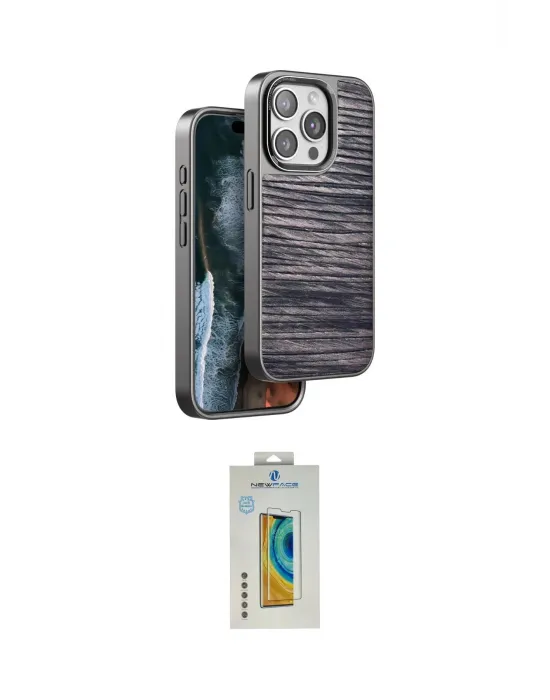 ieg™ iPhone 14 Pro Max Kılıf Atlas Minimal Özel Seri - Siyah Polymer Nano Ekran Koruyucu