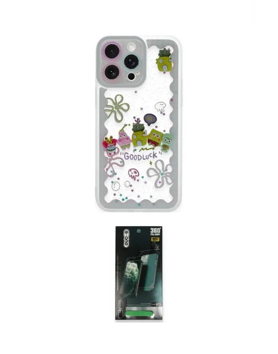 ieg™ iPhone 14 Pro Max Kılıf Çekirdek Asil - Şeffaf 360 Full Body Arka Koruyucu